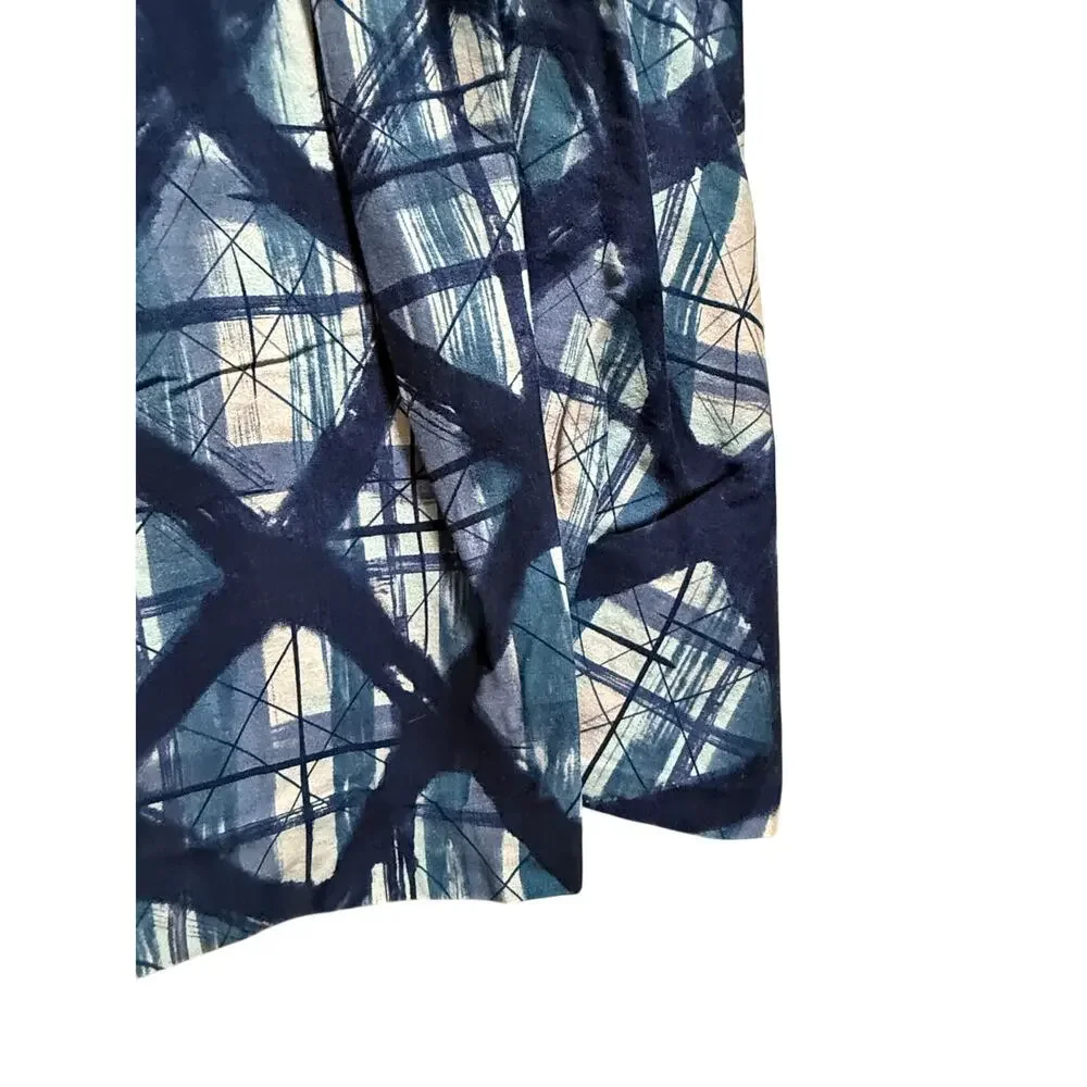 Review Blue Abstract Design Size 10 Midi Skirt